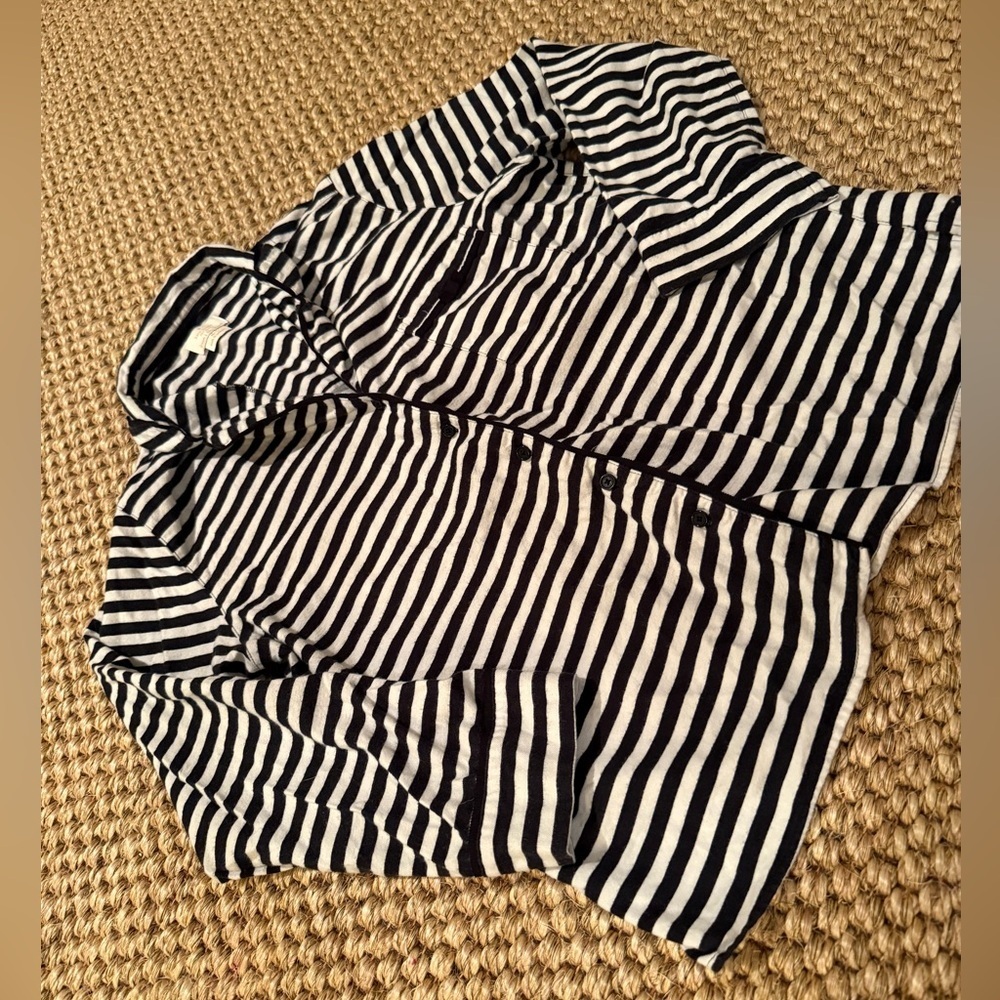 Kate Spade New York Black and White Stripe Pajama top women’s size large - Picture 4 of 9